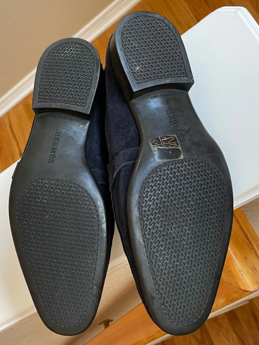 Hermès Monterey Midnight Navy Suede H Buckle Loafers 40.5 (7.5)